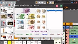 chiusura cassa con verifica incasso e stampa