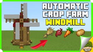 Compact AUTO Crop Farm Inside A Windmill | Minecraft Bedrock Edition