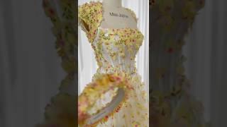 Making a corset 3D floral yellow midi dress #dress #gown #fashion #wedding #sewing #creative #prom