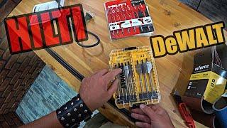 Перьевые сверла Hilti и DeWalt, распаковка и равнение