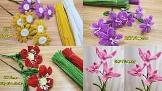 DIY | 4 idea | How to make an easy flower with pipe cleaner | flower tutorial by handcraft sreyneang