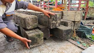 Building Difficult, Rustic Table From Rotten Old Wood, Waste RAILWAY sleepers // Woodworking Restore