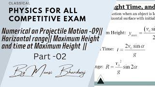 Numerical on Projectile Motion -09(Part-2) || Motion in a Plane || For All Competitive Exams ||