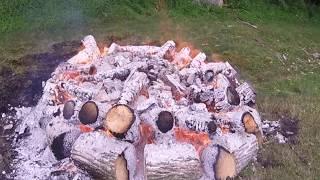 Limestone Burn to make quicklime / whitewash Danville Heritage Fest  2018 by Van Wagner