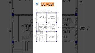 22x30 House Plan | 22 by 30 Home Plan | Small House Design #shorts #homedesign #architecture