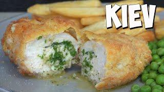 Chicken Kiev - Crispy Chicken Breast Stuffed with Garlic Butter and Parsley Sauce