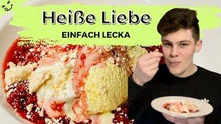 Jakob macht Heiße Liebe   also Vanilleeis mit heißen Himbeeren!