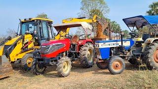 Jcb 3dx Eco Excellence Backhoe Machine Loading Red Mud In Mahindra And Swaraj Tractor | Jcb Video