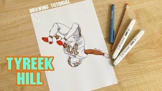 How to draw Tyreek Hill / Miami Dolphins / NFL players drawing tutorial