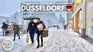 ️ Heavy Snowfall in Düsseldorf Germany, January 2024 Walk in 4K HDR 60fps