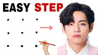 How to draw BTS V Kim Taehyung drawing // BTS Army Drawing