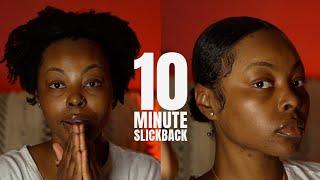 Slickback ponytail on short natural hair. Quick natural hairstyle; how to get a smooth ponytail.