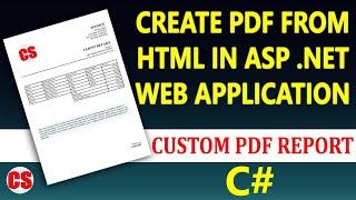Convert HTML to PDF in C# | Generate PDF in ASP.Net C# | How to generate PDF in ASP.Net using C#
