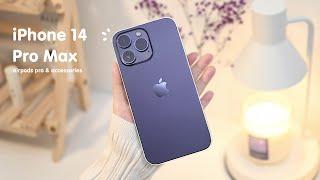 iPhone 14 Pro Max deep purple  Unboxingaesthetic setup | Airpods pro 2 | accessories | genshin