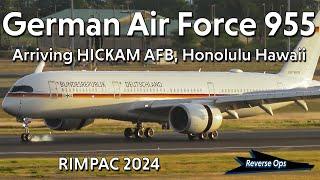 German Air Force 955 (A350-900) arriving at Arriving HICKAM AFB, Honolulu Hawaii from BER.