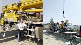 Female Crane Operator Heze Skillfully Handles Heavy Machinery and Loads on Jobsite!