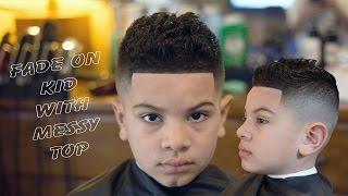 Fade on kid with the top messy