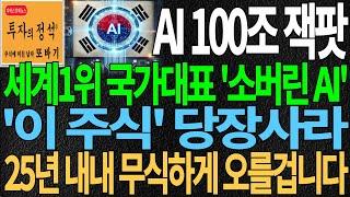[주식] AI 100조 잭팟 세계1위 국가대표 LLM '소버린 AI' '이 주식' 당장사라 25년 내내 무식하게 오를겁니다 주가 주가전망 주식추천 디에스경제뉴스 또바기