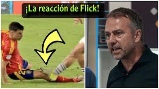 ¡La reacción de Flick ante la intervención del jugador suizo Ali Pedri con la selección española!