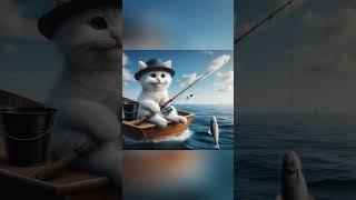 cat fishing in the sea #cat #cats