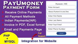 Payment form using Payumoney payment gateway in PHP | Receive online payments