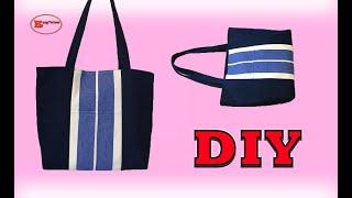 DIY DENIM WITH CANVAS TOTE BAG SEWING