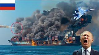 JUST NOW! Russian Ship Full of Ammunition Containers Sunk by Ukrainian Guided Bomb Attack!