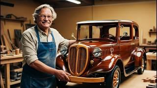 70-Year-Old Carpenter Makes Classic Vintage Design Wooden E-Car