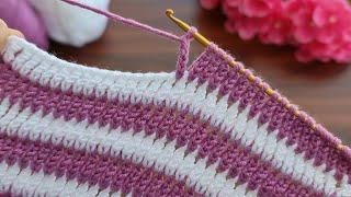 Wow!...  Super Easy Tunisian Knitting - Tunus İşi Örgü Modeline Bayılacaksınız...