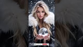 Sensual AI Girl in Down Jacket with White Fur and Messy Hair Shorts