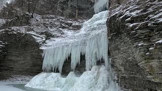 Frozen Roadside Aunt Sarah's Falls - Scenic New York