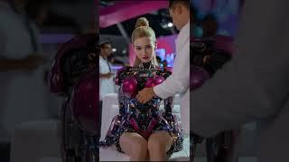 Engineer takes off cyborg girl's armor at exhibition #robot #takeoff #robotgirl #cyborg