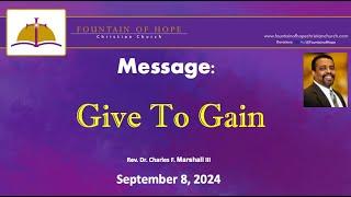 Fountain of Hope Christian Church Worship, September 8, 2024