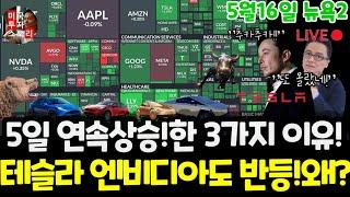 미국주식시황/5일 연속 상승한 3가지 이유! 테슬라 엔비디아 구글 애플 아마존 메타 마이크로소프트 팔란티어 아이온큐 리게티 브로드컴 SMCI LLY UNH $tsla #tesla