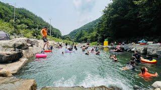 우기캠핑. 가족캠. 오토캠. 계곡캠. 포천 물소리캠핑장. 코스트코 유르트텐트.