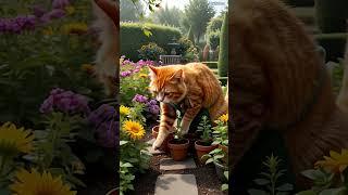 The Gardener Cat's Serenade. #GardeningCat# #OrangeTabby# #TabbyCatLove# #OrangeTabby#