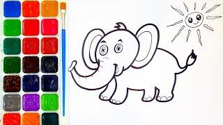 How to draw elephant . Drawing lessons for children Coloring page. Easy drawing for children #draw