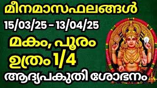 മീനമാസഫലങ്ങൾ (15 മാർച്ച് 25 - 13 ഏപ്രിൽ 25) (ചിങ്ങക്കൂർ : മകം, പൂരം, ഉത്രം 1/4)