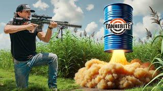 Launching a barrel with increasing amounts of tannerite