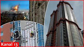 Debris from Ukrainian drone damages Moscow residential block