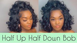 HOW TO: $20 HALF UP HALF DOWN QUICK WEAVE BOB  | STEP BY STEP HAIR TUTORIAL | Tatiaunna