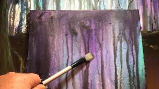 Amazing technique for quick, dynamic painting. Acrylic drip-Deep Forest Drip Technique Part 1