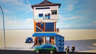 Simple Two Storey Building Stores Design :LUMION PROJECT 8 #architecture  #business #dvlottery2024