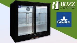 Graupel Low Back Bar Bottle Cooler Beer Fridge 2 Door 186 Litre Sliding