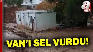 Van'ın Başkale'de İlçesinde Konteynerin Sel Sularında Sürüklediği Anlar | A Haber