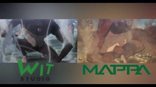 Mappa vs WIT Studio Titan shifters animation comparison