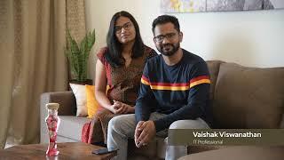 Vaishak and Manasa in their beautiful home designed by Ashwatha Aesthetics.