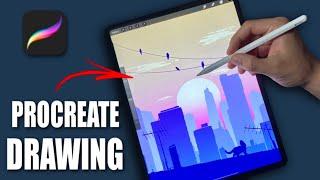 Drawing Sunrise City on iPad (#shorts)