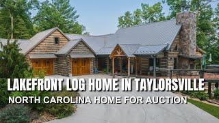 Lakefront Log Home in Taylorsville, NC for Auction