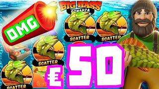 Big Bass Bonanza  Ultra Bonus Hunt MEGA BIG WIN up to €50 BET  4 SCATTER 15 SPINS + HUGE FISH‼️